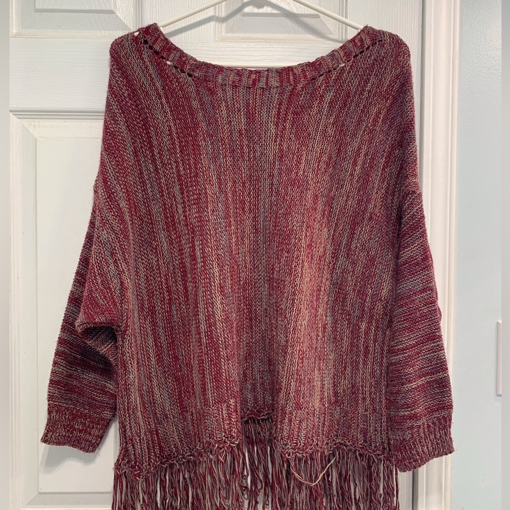 Unbranded Burgundy Wide Neck Poncho